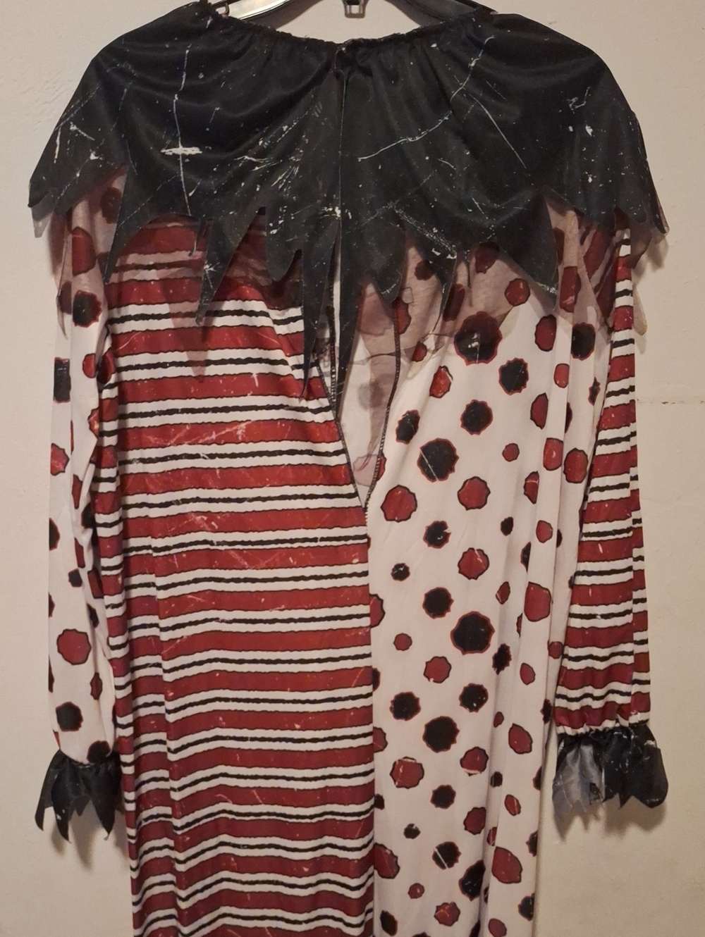 Kids Large / XL Red and White Spotted Striped Scary Clown Costume - Picture 10 of 16